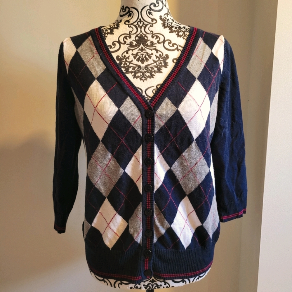 Argyle button up cardigan